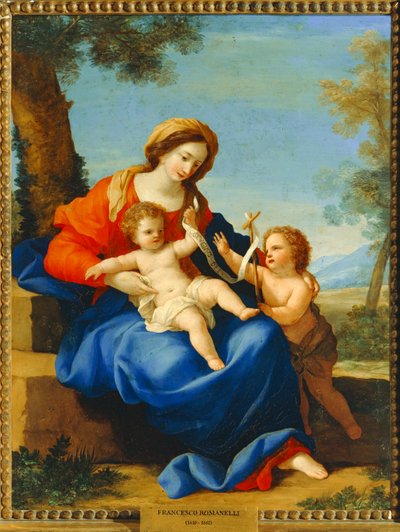 Dziewica z Dzieciątkiem i mały święty Jan Chrzciciel autorstwa Giovanni Francesco (1610-62) Romanelli