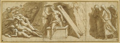Zmartwychwstanie (pióro i brązowy tusz oraz biały kolor korpusu na papierze) autorstwa Giovanni Francesco (c.1488 1528) Penni