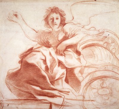Aurora, ok. 1620 (czerwona kreda na papierze) autorstwa Giovanni Francesco Barbieri