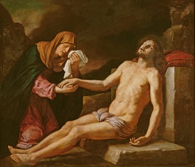 Jezus opłakiwany przez Dziewicę autorstwa Giovanni Francesco Barbieri