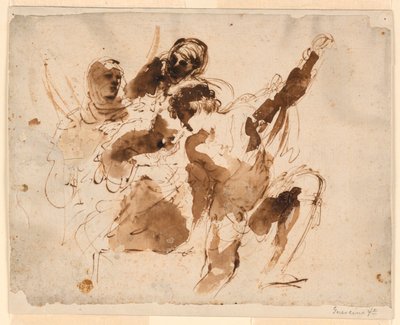 Studium Czterech Figur do pochówku Ołtarza Św. Petroneli w Bazylice Św. Piotra autorstwa Giovanni Francesco Barbieri