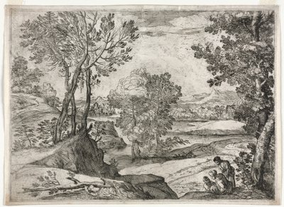 Krajobraz z rodziną autorstwa Giovanni Francesco Grimaldi