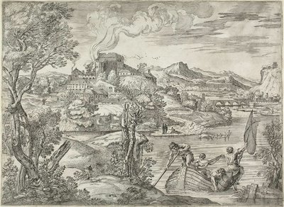 Krajobraz z lutniarzem autorstwa Giovanni Francesco Grimaldi