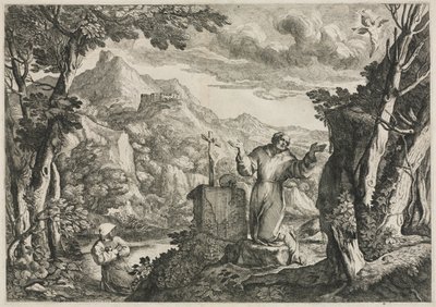 Stygmaty św. Franciszka z Asyżu. autorstwa Giovanni Francesco Grimaldi