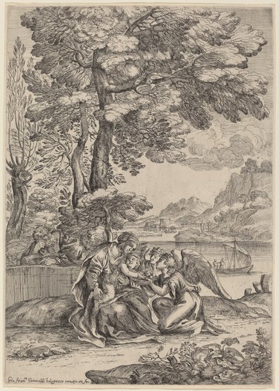 Reszta w ucieczce do Egiptu autorstwa Giovanni Francesco Grimaldi