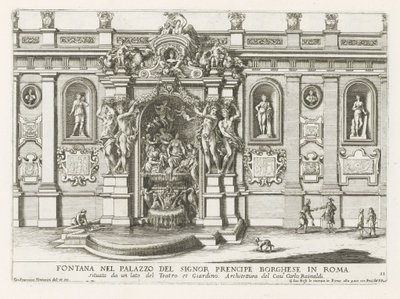 Nymphaeum in de binnenplaats van het Palazzo Borghese te Rome Fontanna w pałacu signor prencipe Borghese w Rzymie (...) (tytuł na obiekcie) Fontanny w pałacach i ogrodach Rzymu (tytuł serii) Fonteinen in de paleizen en tuinen van Rome (seria autorstwa Giovanni Francesco Venturini
