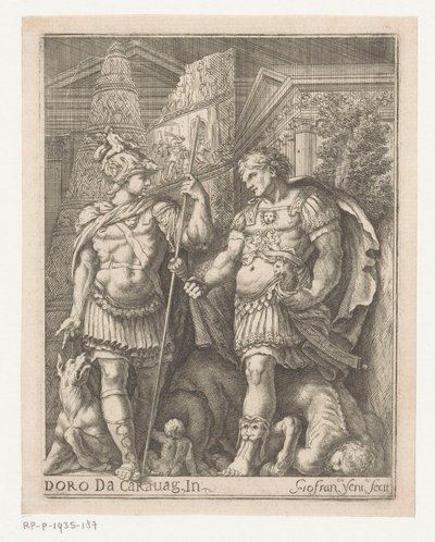Dwóch żołnierzy w mieście autorstwa Giovanni Francesco Venturini