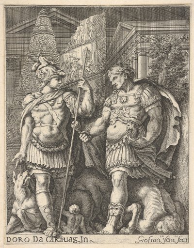 Dwóch żołnierzy rzymskich, XVII wiek. autorstwa Giovanni Francesco Venturini