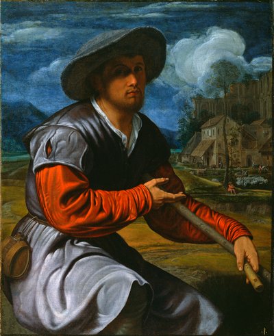 Pasterz z fletem, ok. 1525 (olej na płótnie) autorstwa Giovanni Girolamo Savoldo