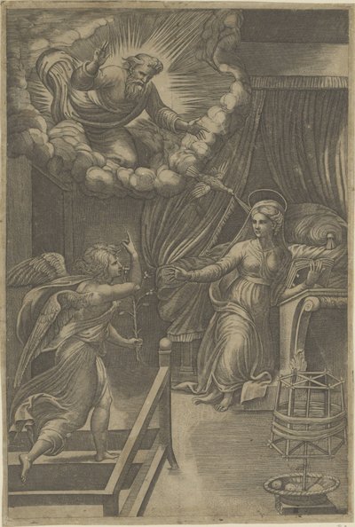 Zwiastowanie z Bogiem Ojcem autorstwa Giovanni Jacopo Caraglio