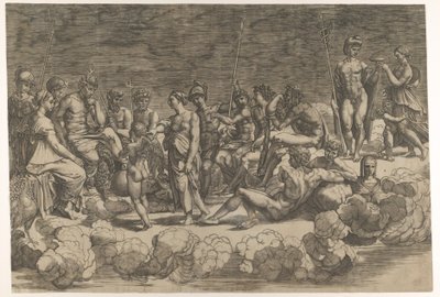 Zgromadzenie bogów po kompozycji stropu w Loggia di Psiche, Villa Farnesina..., 1527. autorstwa Giovanni Jacopo Caraglio