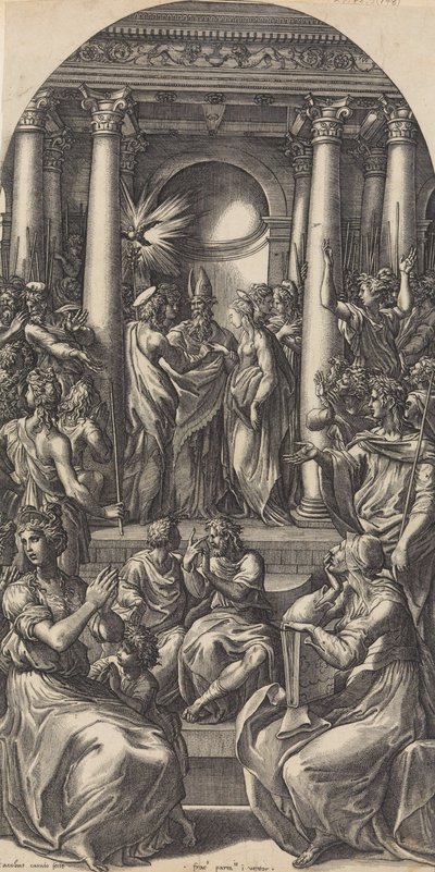 Małżeństwo Dziewicy, ca. 1525-26. autorstwa Giovanni Jacopo Caraglio