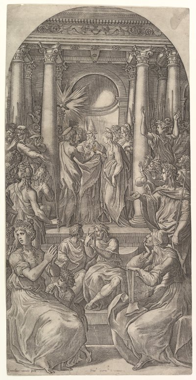Wesele Dziewicy, ca. 1525. autorstwa Giovanni Jacopo Caraglio