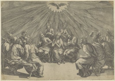 Wylanie Ducha Świętego Zielone Świątki autorstwa Giovanni Jacopo Caraglio