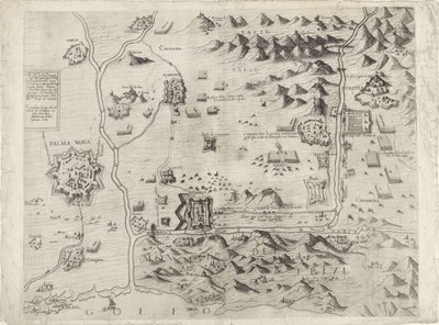 Mapa oblężenia Palmanova autorstwa Giovanni Justo