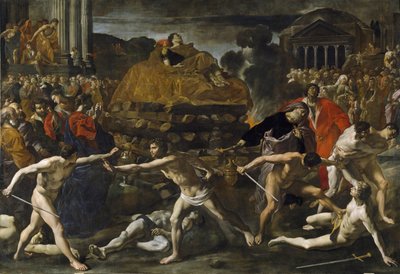 „Ceremonia pogrzebowa cesarza rzymskiego” Obraz kremacyjny Giovanniego Lanfranco (1582-1647) ok. 1636 r. Muzeum Prado w Madrycie autorstwa Giovanni Lanfranco