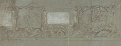 Projekt dekoracji ściennej z ofiarą Abrahama i ucieczką do Egiptu, ca. 1600-1647. autorstwa Giovanni Lanfranco
