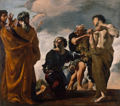 Mojżesz i posłańcy z Kanaanu, 1621-24 autorstwa Giovanni Lanfranco