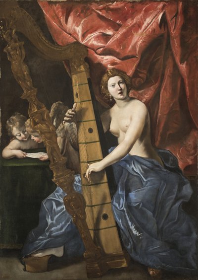 Wenus grająca na harfie, ok. 1630. autorstwa Giovanni Lanfranco