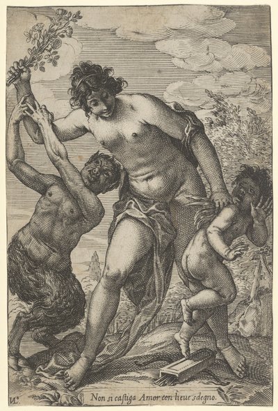 Wenus Biczująca Kupidyna z Różami, początek XVII w., początek XVII wieku. autorstwa Giovanni Luigi Valesio