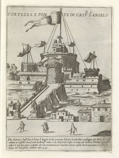 Zamek Świętego Anioła i Most Anioła Fortezza e ponte di Cast.o S.o Angelo (tytuł na obiekcie) Nowoczesne i starożytne zabytki i budynki w Rzymie (tytuł serii) Ornamenti di fabriche antichi et moderni dell