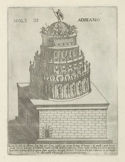 Mauzoleum Hadriana Mole di Adriano (tytuł na obiekcie) Nowoczesne i starożytne zabytki i budynki w Rzymie (tytuł serii) Ornamenti di fabriche antichi et moderni dell