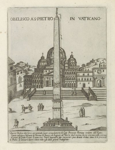 Obelisk Watykański Obelisco a S. Pietro in Vaticano (tytuł na obiekcie) Nowoczesne i starożytne zabytki i budynki w Rzymie (tytuł serii) Ornamenti di fabriche antichi et moderni dell