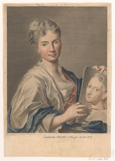 Portret artystki Rosalby Carriera Portrety artystów (tytuł serii) autorstwa Giovanni Marco Pitteri