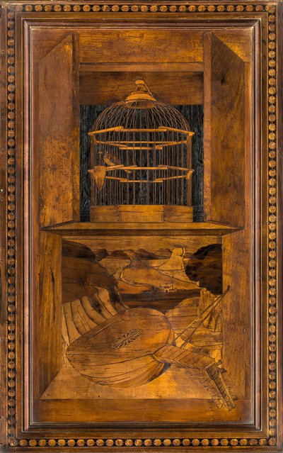 Chór kanoniczny Lignei, inkrustowany przez Giovanniego Marię Platinę 1484, Superior Stall autorstwa Giovanni Maria Platina