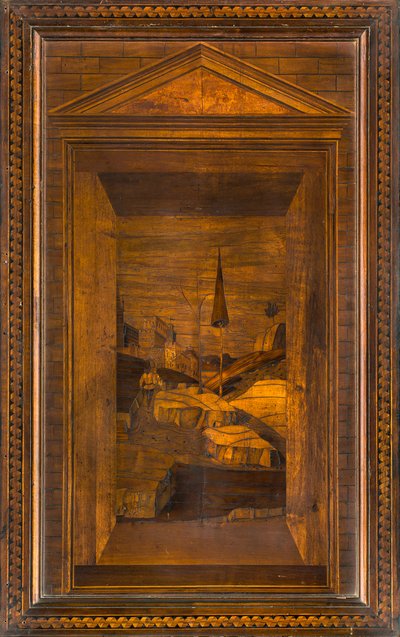 Chór kanoniczny Lignei, inkrustowany przez Giovanniego Marię Platinę 1484, Superior Stall autorstwa Giovanni Maria Platina