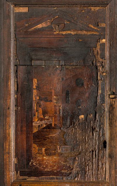 Chór kanoniczny Lignei, inkrustowany przez Giovanniego Marię Platinę 1484, Superior Stall autorstwa Giovanni Maria Platina