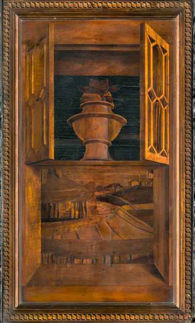 Chór kanoniczny Lignei, inkrustowany przez Giovanniego Marię Platinę 1484, Superior Stall autorstwa Giovanni Maria Platina