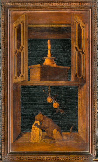 Chór kanoniczny Lignei, inkrustowany przez Giovanniego Marię Platinę 1484, Superior Stall autorstwa Giovanni Maria Platina