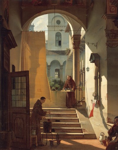 Aptekarz klasztoru, Giovanni Migliara, detal autorstwa Giovanni Migliara