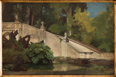Schody ze stawem (olej na płótnie) autorstwa Giovanni Muzzioli
