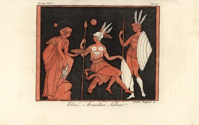 Greccy wojownicy w hełmach, zbrojach i sztandarach labarum autorstwa Giovanni Paglianti