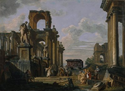 Kaprys starożytnej architektury i rzeźby. autorstwa Giovanni Paolo Panini