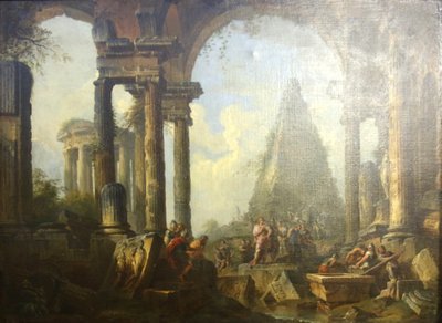 Aleksander Wielki przed grobowcem Achillesa. autorstwa Giovanni Paolo Panini