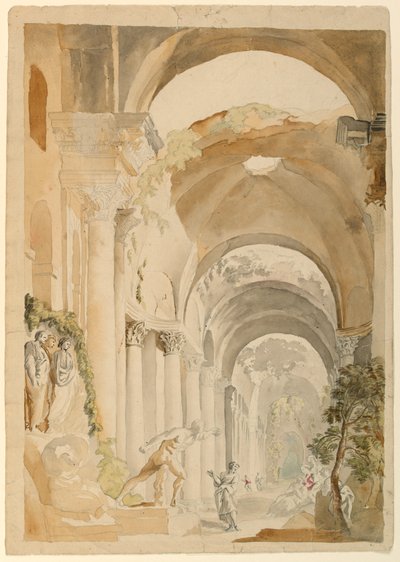Ruiny rzymskie z figurami autorstwa Giovanni Paolo Panini