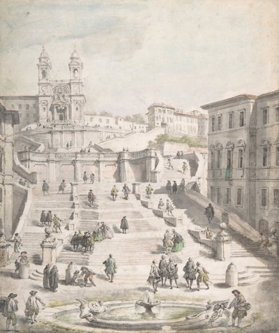 Schody Trinità dei Monti, ca. 1756-58. autorstwa Giovanni Paolo Panini