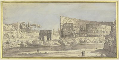 Koloseum i Łuk Konstantyna w Rzymie autorstwa Giovanni Paolo Pannini