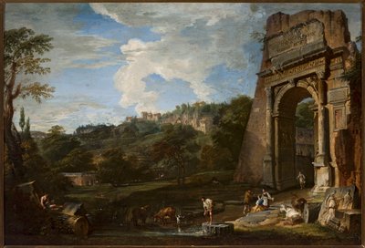 Pejzaż z Łukiem Tytusa autorstwa Giovanni Paolo Pannini