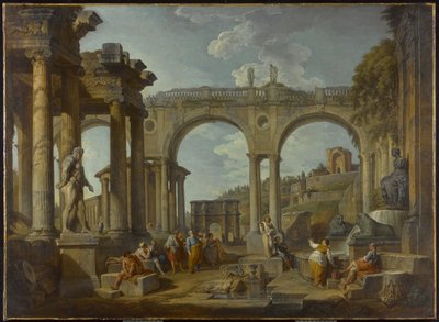 Kaprys rzymskich ruin z łukiem Konstantyna, ok. 1755 autorstwa Giovanni Paolo Pannini