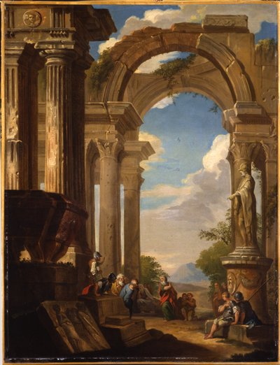 Kaprysy rzymskich ruin z figurami autorstwa Giovanni Paolo Pannini
