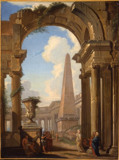 Kaprysy rzymskich ruin z figurami autorstwa Giovanni Paolo Pannini