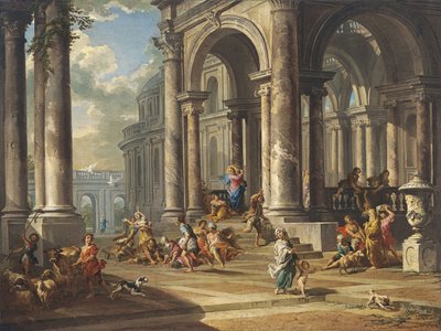 Chrystus wyprowadza wymieniających pieniądze ze świątyni autorstwa Giovanni Paolo Pannini