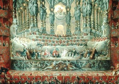 Koncert kardynała de La Rochefoucauld (1700-99) w teatrze Argentina w Rzymie z okazji zaślubin Ludwika Delfina (1729-65), syna Ludwika XV, z Marie-Josephe (1731-67) autorstwa Giovanni Paolo Pannini