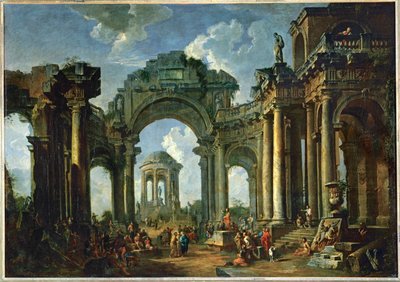 Głoszenie apostoła w ruinach starożytnej architektury doryckiej ... autorstwa Giovanni Paolo Pannini or Panini