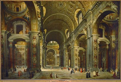 Kardynał Melchior de Polignac odwiedzający Bazylikę Świętego Piotra w Rzymie ... autorstwa Giovanni Paolo Pannini or Panini