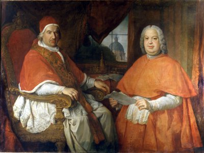 Portrety papieża Benedykta XIV (1675 - 1758) i kardynała Silvio Valenti Gonzague. Obraz Giovanniego Paolo Panniniego (Panini). 18 wiek. Narodowe Muzeum Rzymskie, Rzym. autorstwa Giovanni Paolo Pannini